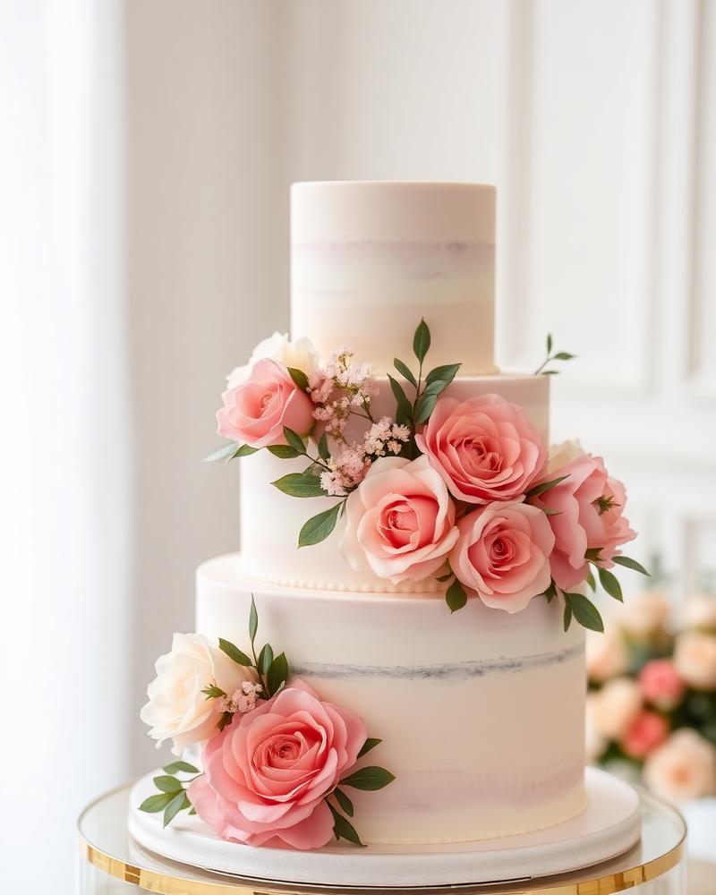 Floral wedding cake